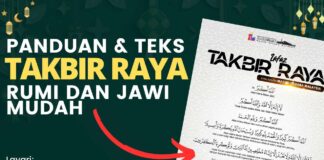 Panduan dan Lafaz Takbir Raya Aidilfitri Rumi dan Jawi
