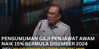 gaji penjawat awam naik 15 peratus