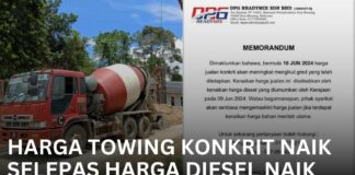 Harga Towing Konkrit Naik Selepas Harga Diesel Naik
