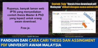 Panduan dan Cara Cari Thesis dan Assingment PDF Universiti Awam Malaysia