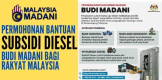 Permohonan Bantuan Subsidi Diesel BUDI MADANI Bagi Rakyat Malaysia