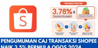 Pengumuman Caj Transaksi Shopee Naik 3.5% Bermula Ogos 2024