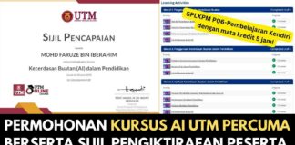 Permohonan Kursus AI UTM Percuma Berserta Sijil Pengiktirafan Peserta
