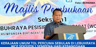 Kerajaan Umum Tol Percuma Sebulan di Lebuhraya WCE Seksyen 1 Sempena Hari Kebangsaan