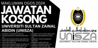 Pengambilan Besar-Besaran Jawatan Kosong UNISZA Ogos 2024 jawatan kosong unisza 2024