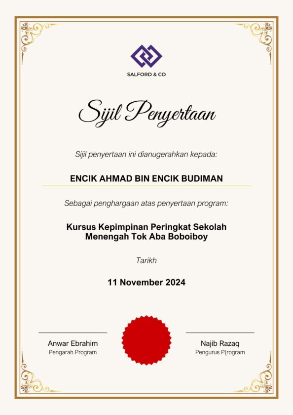 Contoh Sijil Penyertaan Program Dan Penghargaan Serta Download Template ...