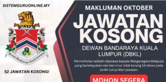 Makluman Pengambilan 54 Jawatan DBKL Oktober 2024